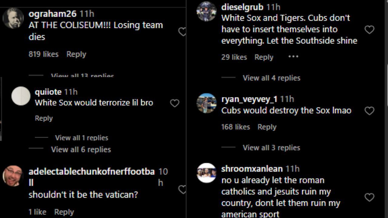 Fan reactions to a potential White Sox vs Cubs game in Rome via @brwalkoff